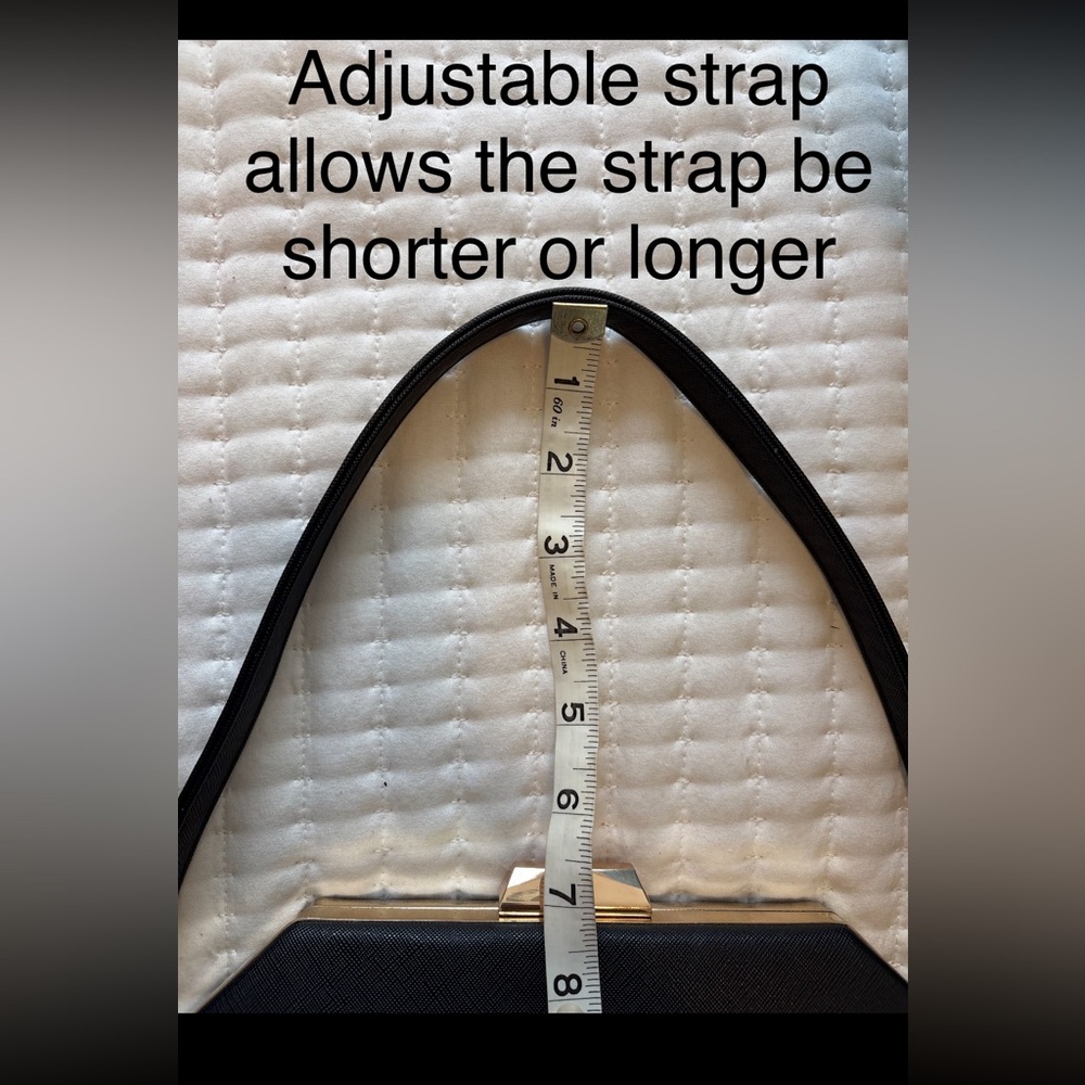 Miztique Classic Structured Black Shoulder Bag with Gold Hardware - Picture 10 of 11